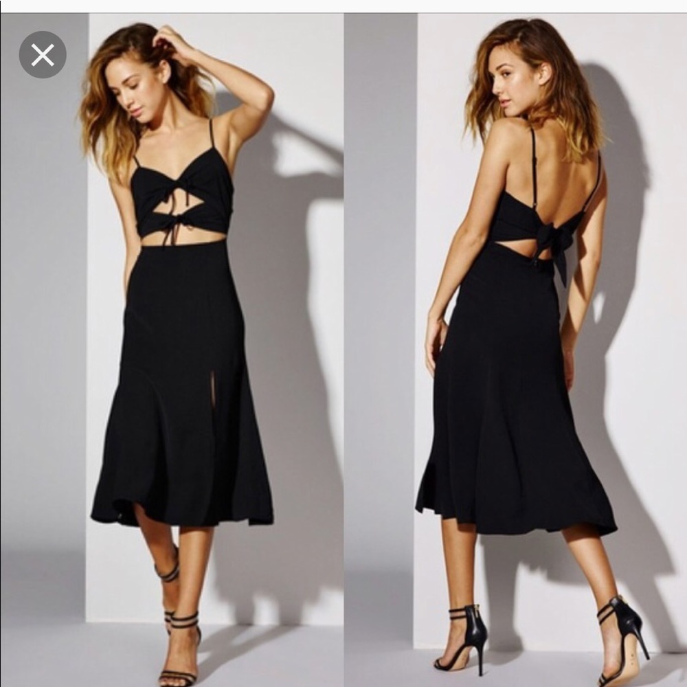 NBD TIE ME DOWN BLACK MIDI DRESS